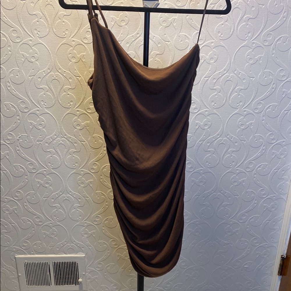 Princess Polly Elegant Brown Draped Dress - Picture 3 of 5